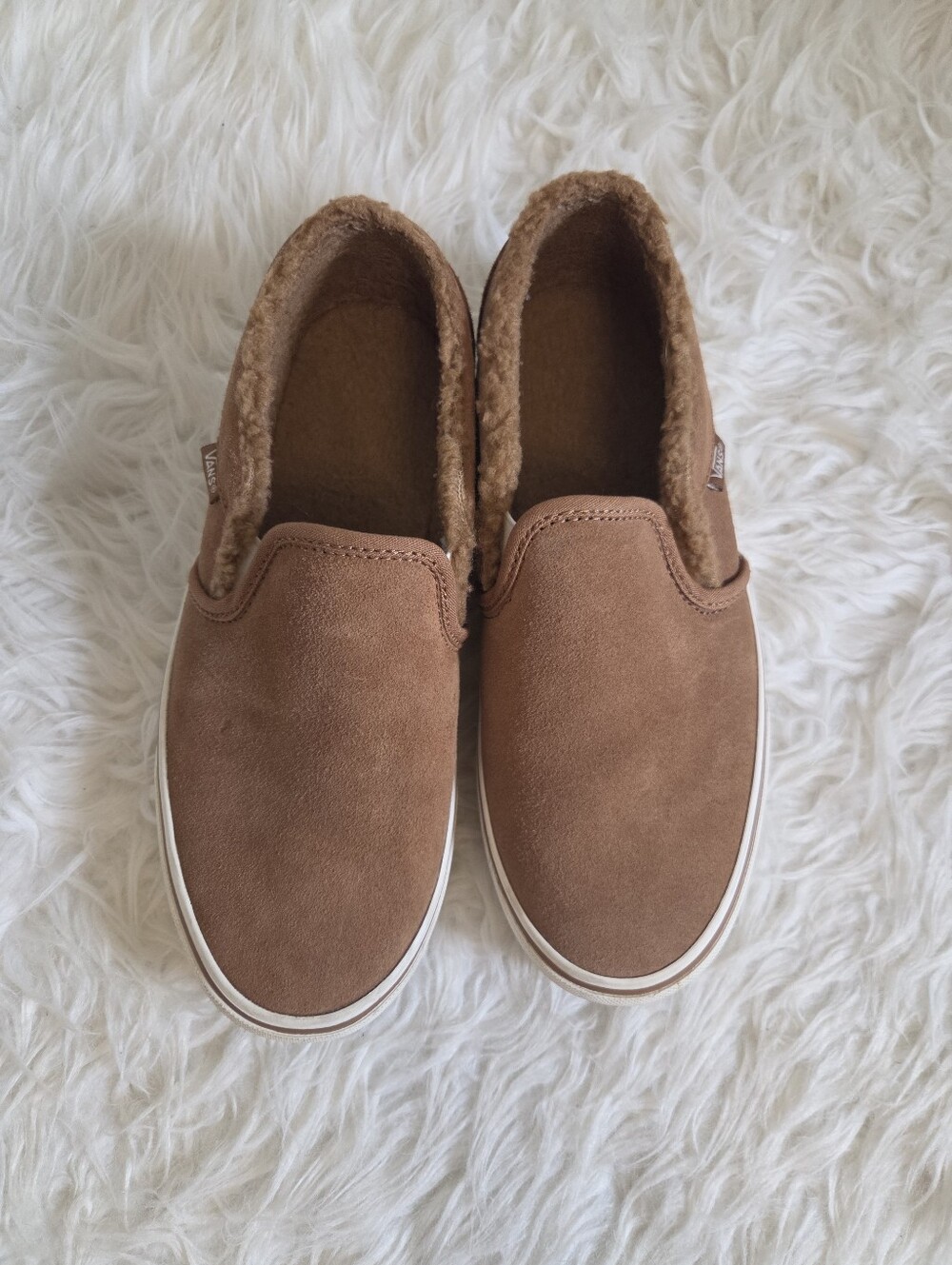 Vans Classic Slip-On Sherpa Lined Suede in Chestnut Brown - Picture 10 of 15